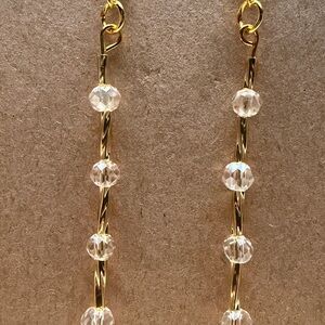 Elegant Gold and Clear Beaded Earrings Style# 004
